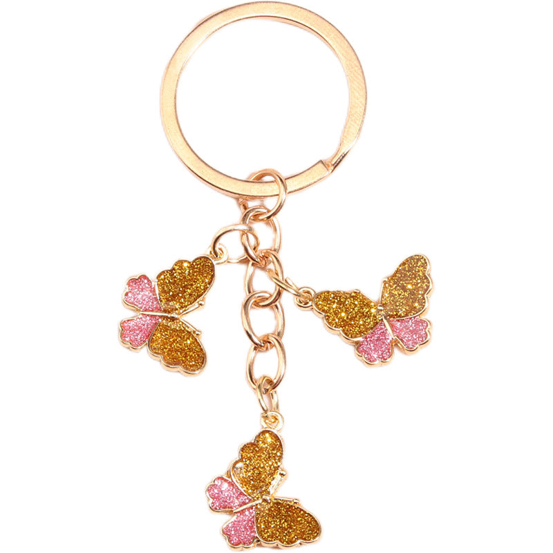 Wholesale Three Color Butterfly Diamond Crystal Metal Keychain
